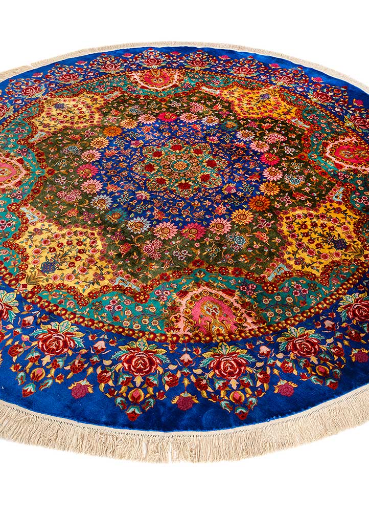 gulmarg blue silk hand knotted Rug - FloorShot