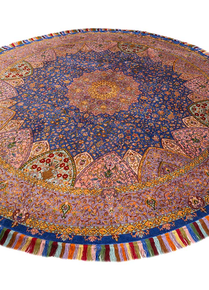 gulmarg blue silk hand knotted Rug - FloorShot