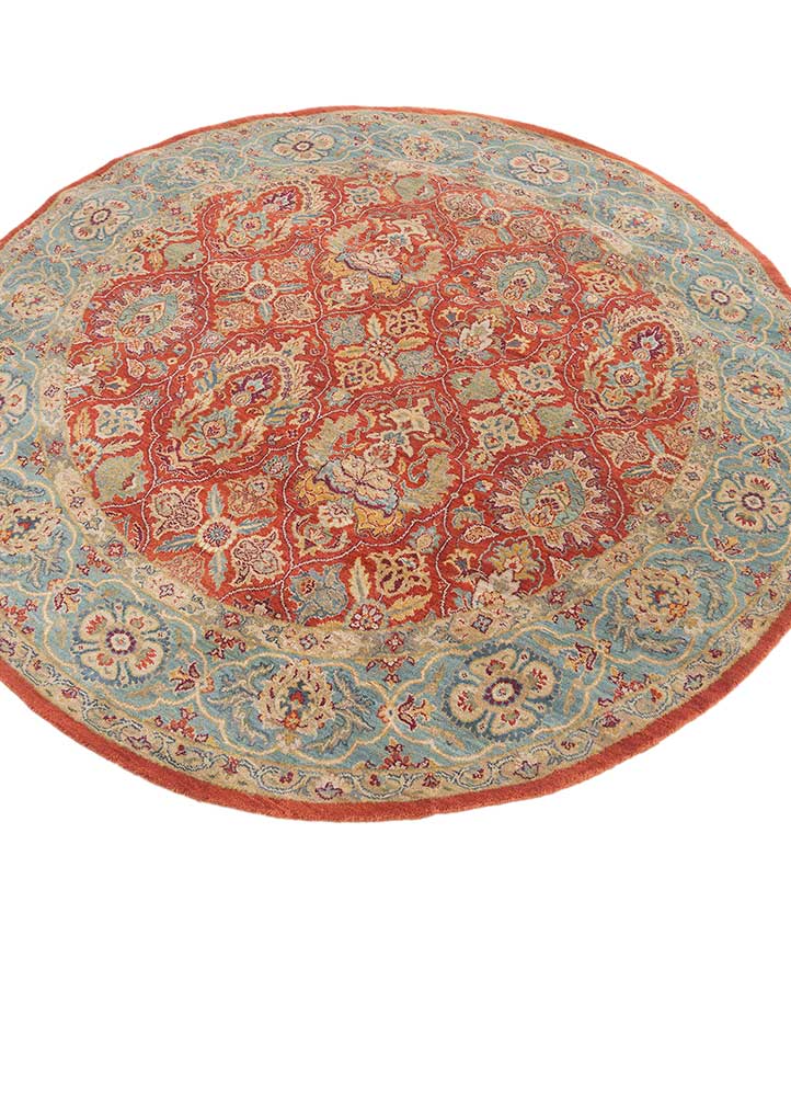 gulnar red and orange wool hand knotted Rug - FloorShot