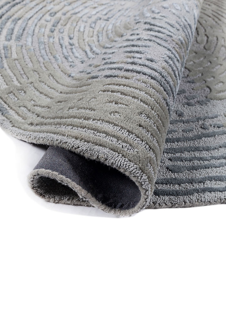 white noise blue wool and viscose hand tufted Rug - FloorShot