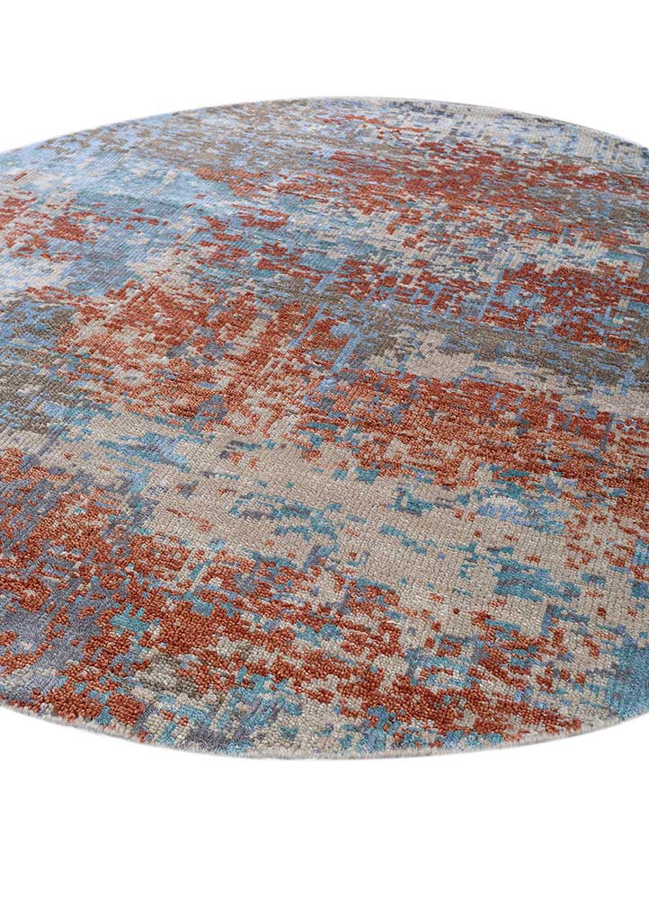 blythe beige and brown wool and bamboo silk hand knotted Rug - FloorShot