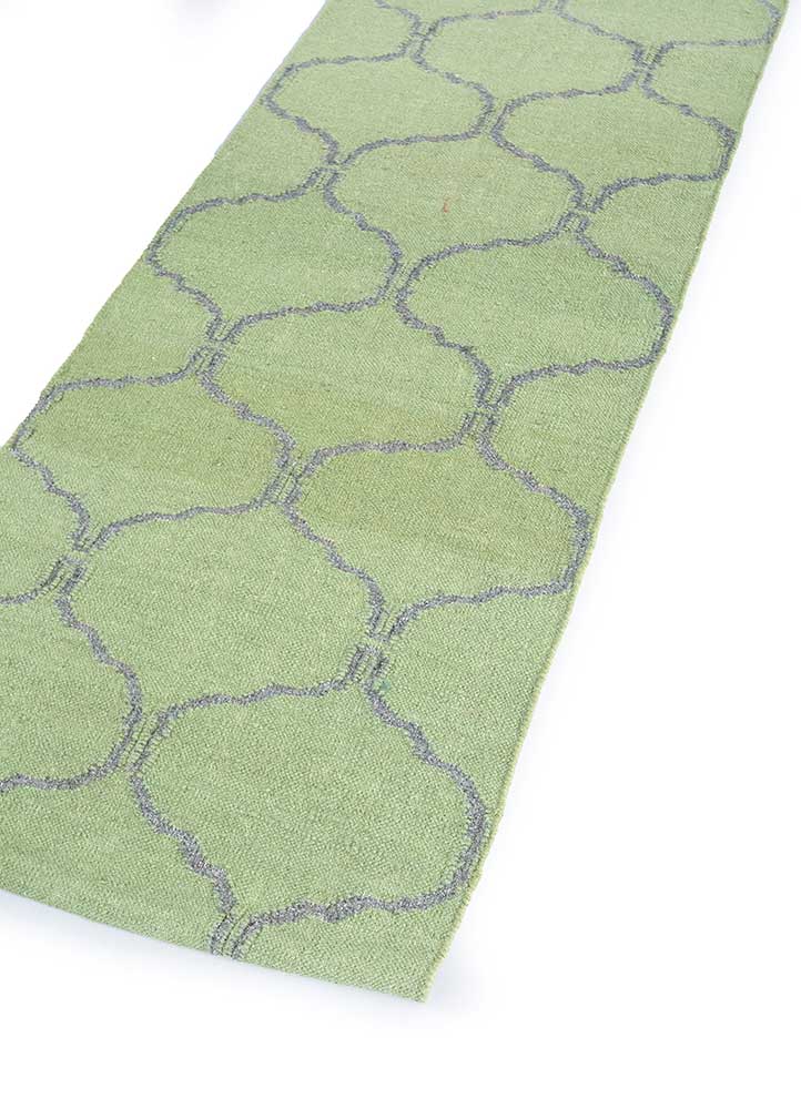 indusbar green wool and viscose flat weaves Rug - FloorShot