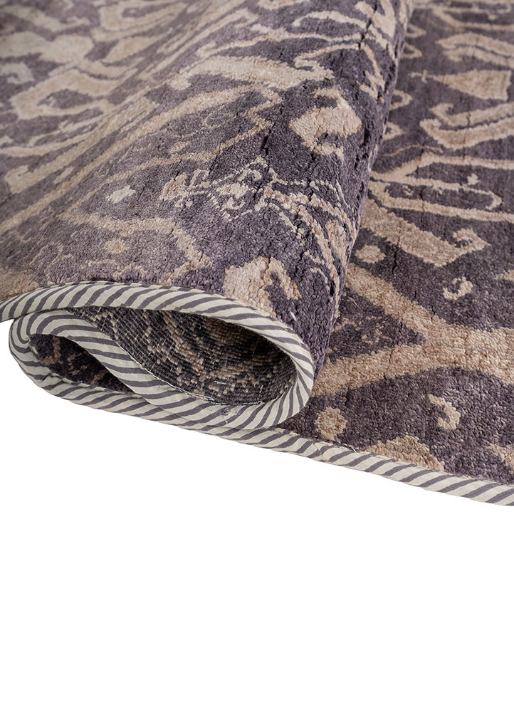 someplace in time pink and purple bamboo silk hand knotted Rug - FloorShot
