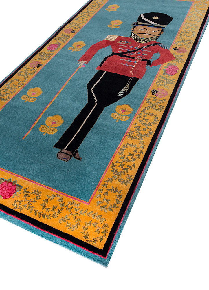 majnun blue wool and silk hand knotted Rug - FloorShot
