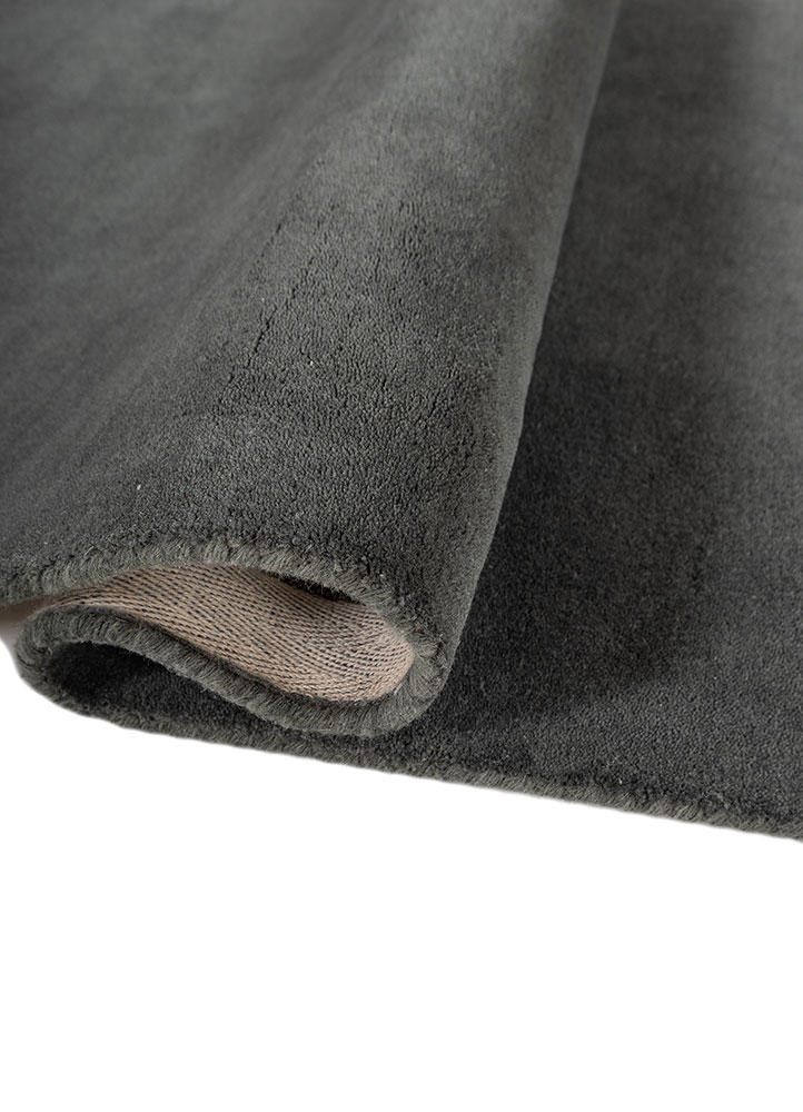 linear grey and black wool hand tufted Rug - FloorShot