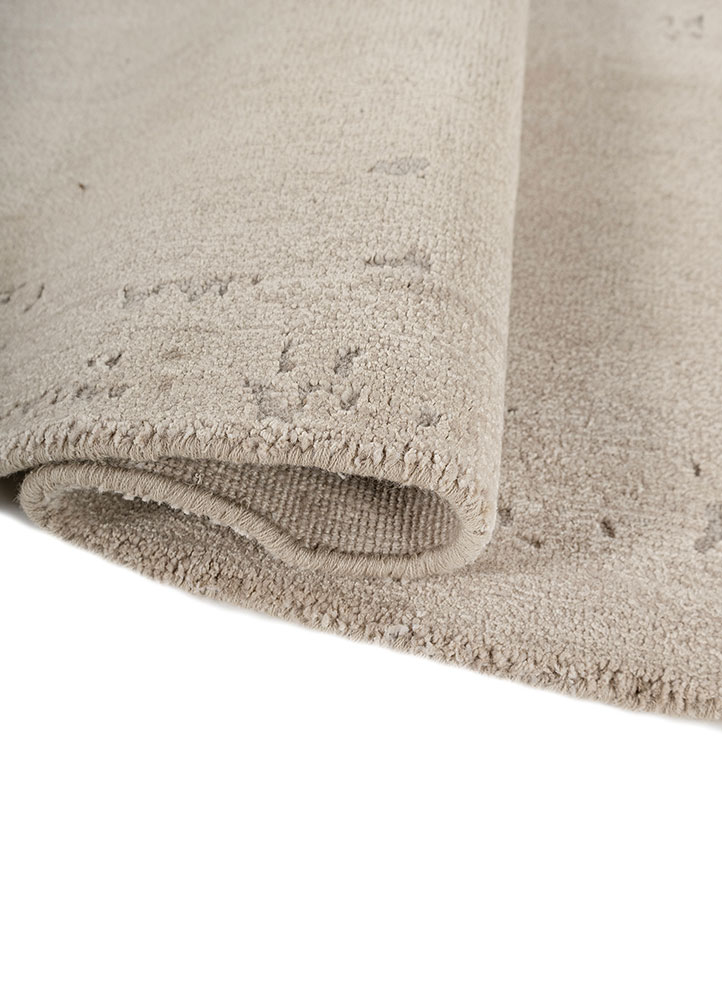 basis beige and brown wool and bamboo silk hand knotted Rug - FloorShot