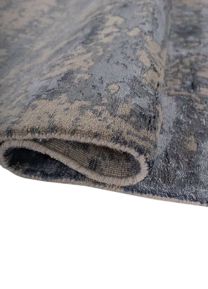 project error by kavi grey and black wool and bamboo silk hand knotted Rug - FloorShot
