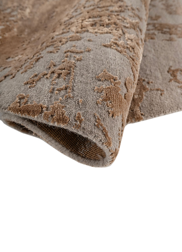 project error by kavi grey and black wool and bamboo silk hand knotted Rug - FloorShot