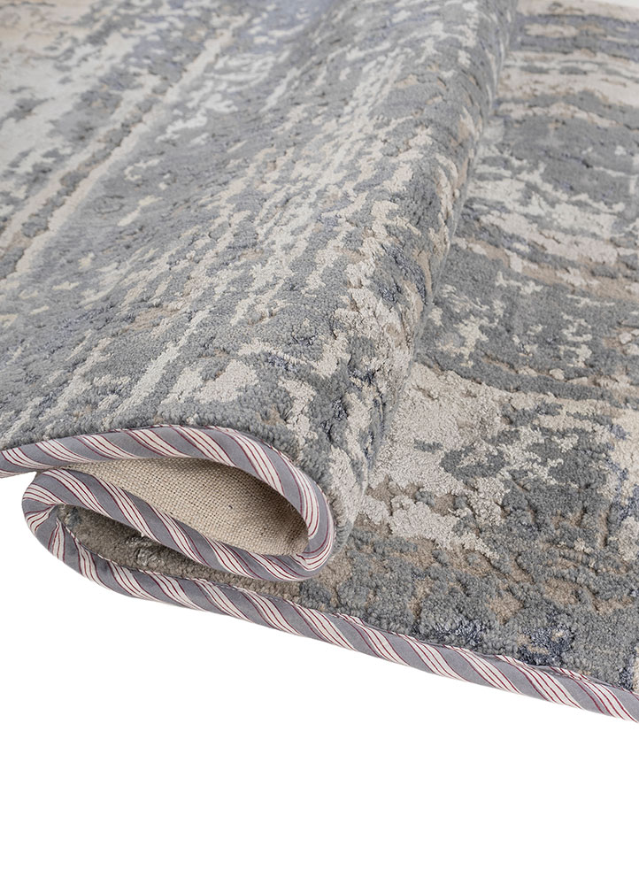 chaos theory by kavi grey and black wool and bamboo silk hand knotted Rug - FloorShot