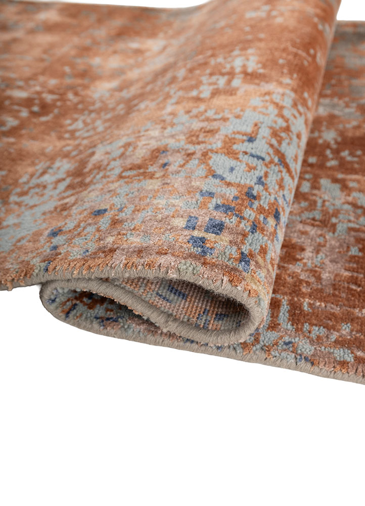 aprezo blue wool and bamboo silk hand knotted Rug - FloorShot