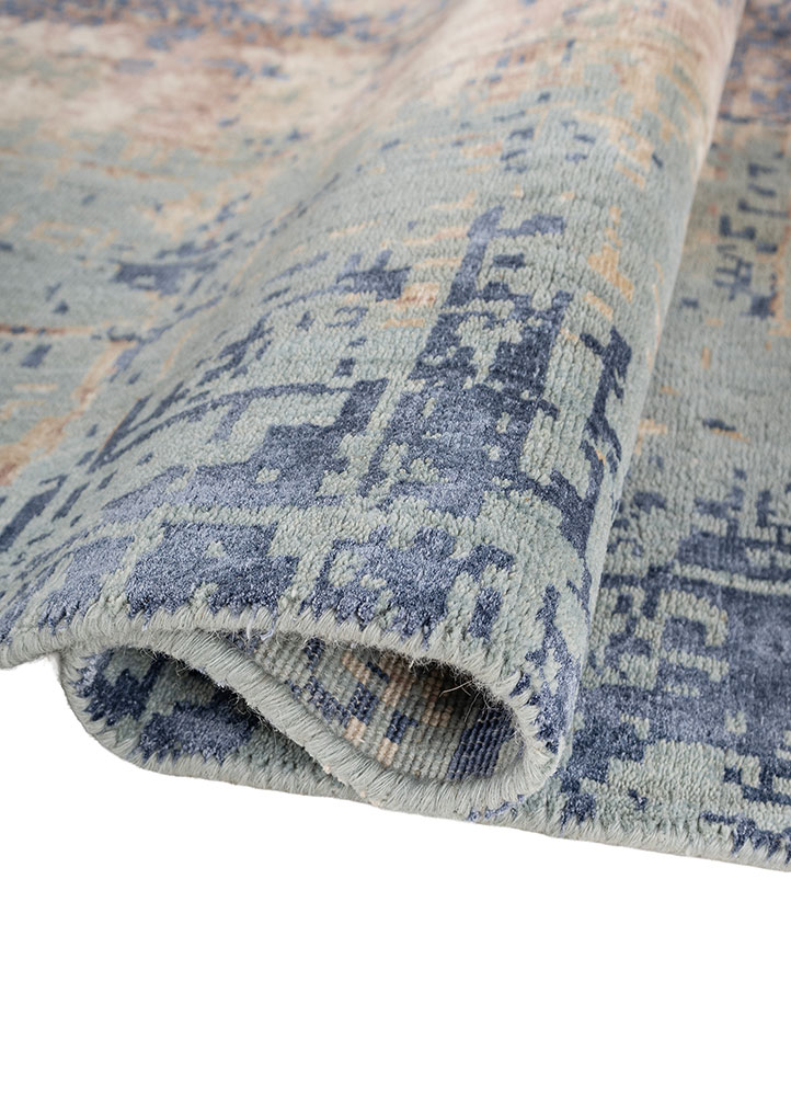 aprezo blue wool and bamboo silk hand knotted Rug - FloorShot