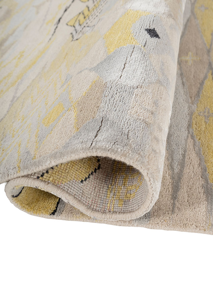 manchaha ivory wool and bamboo silk hand knotted Rug - FloorShot
