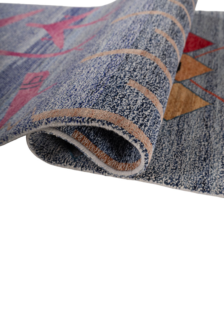 freedom manchaha blue wool and bamboo silk hand knotted Rug - FloorShot
