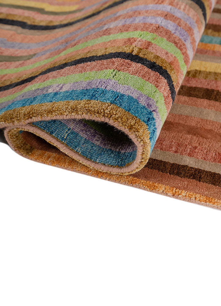 manchaha pink and purple wool and bamboo silk hand knotted Rug - FloorShot
