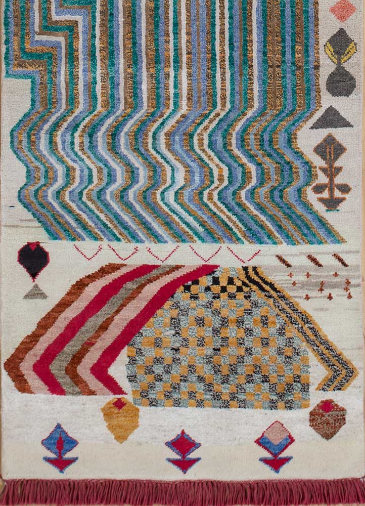 freedom manchaha pink and purple wool and bamboo silk hand knotted Rug - FloorShot