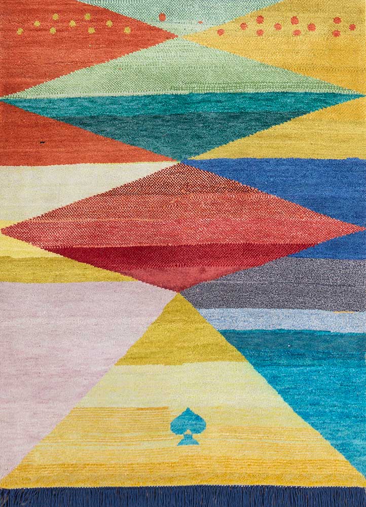 freedom manchaha blue wool and bamboo silk hand knotted Rug - FloorShot