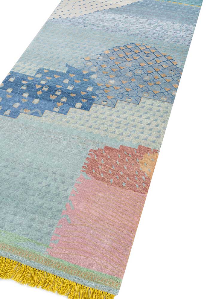 manchaha blue wool and bamboo silk hand knotted Rug - FloorShot