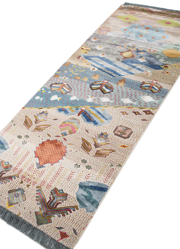manchaha ivory wool and bamboo silk hand knotted Rug - FloorShot