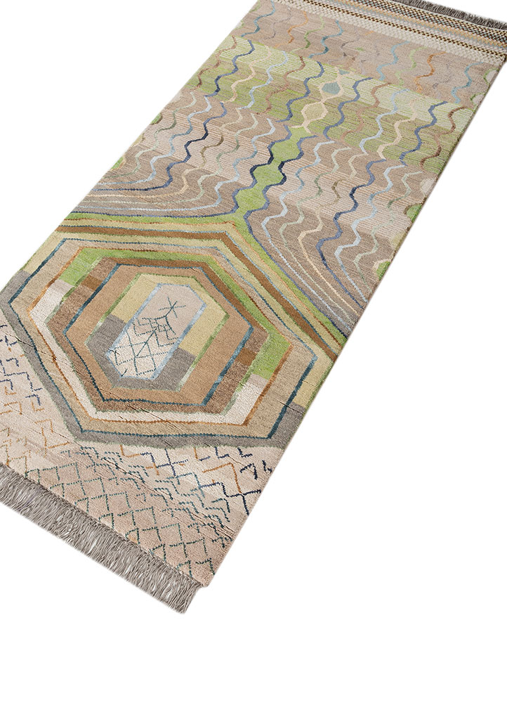 manchaha ivory wool and bamboo silk hand knotted Rug - FloorShot