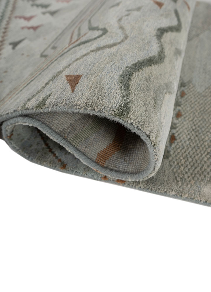 manchaha blue wool and bamboo silk hand knotted Rug - FloorShot