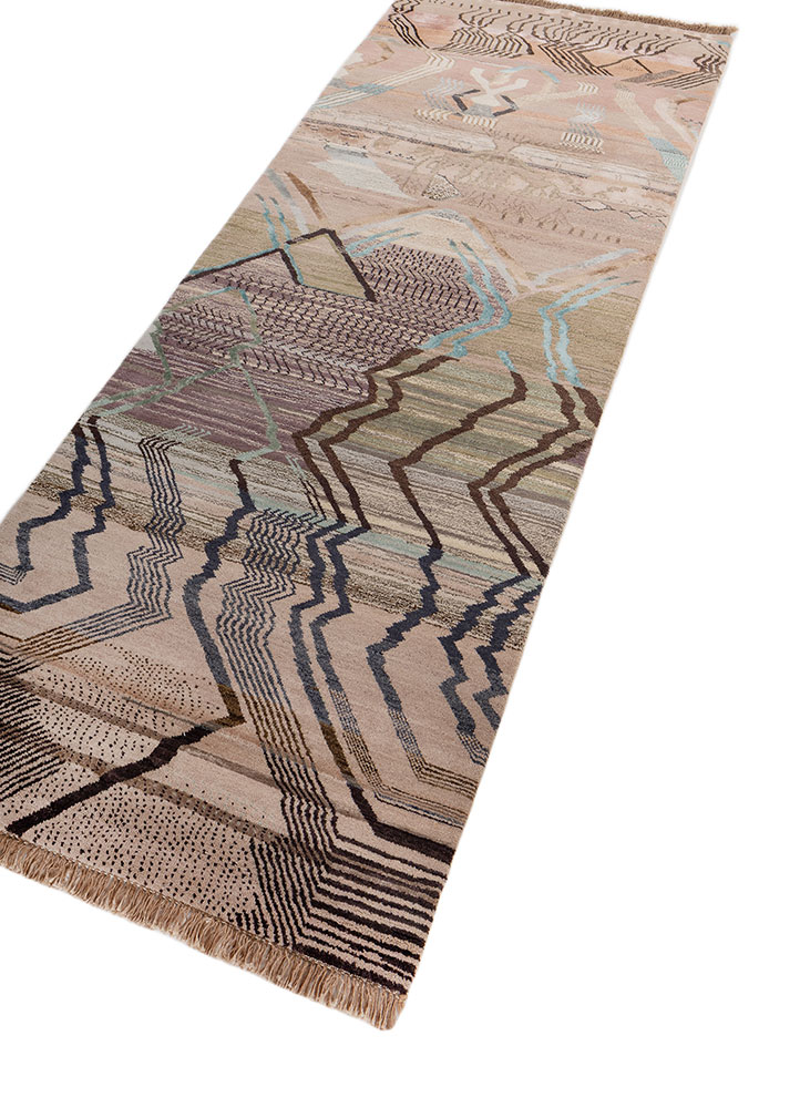 manchaha red and orange wool and bamboo silk hand knotted Rug - FloorShot
