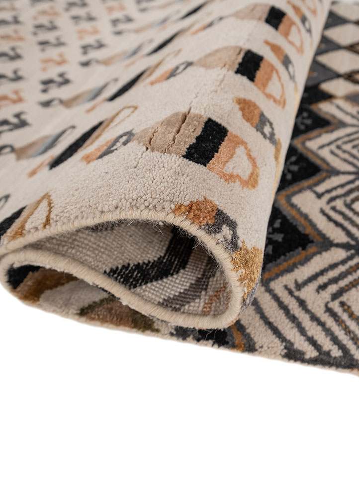 manchaha ivory wool and bamboo silk hand knotted Rug - FloorShot