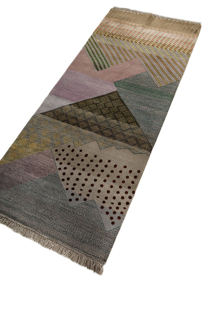 manchaha green wool and bamboo silk hand knotted Rug - FloorShot