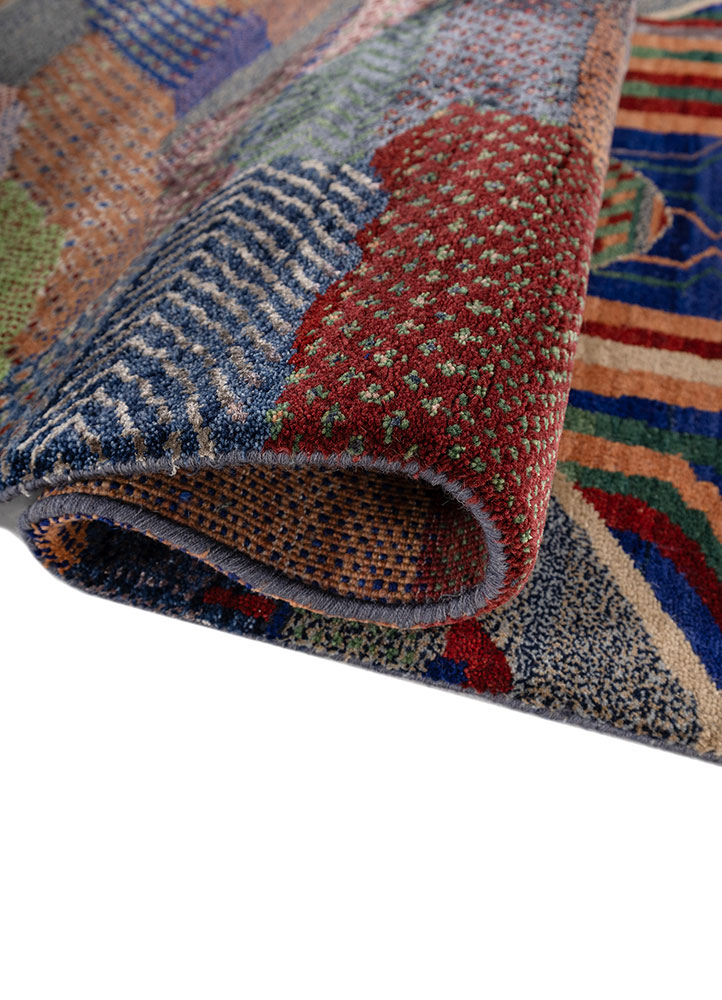 manchaha blue wool and bamboo silk hand knotted Rug - FloorShot