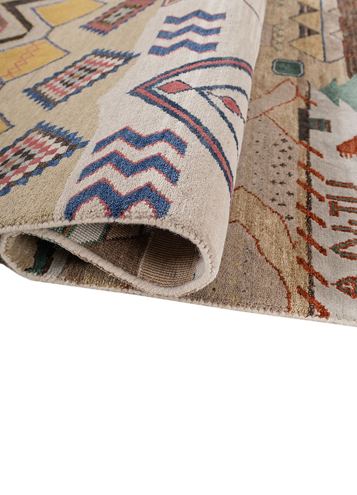 manchaha ivory wool and bamboo silk hand knotted Rug - FloorShot