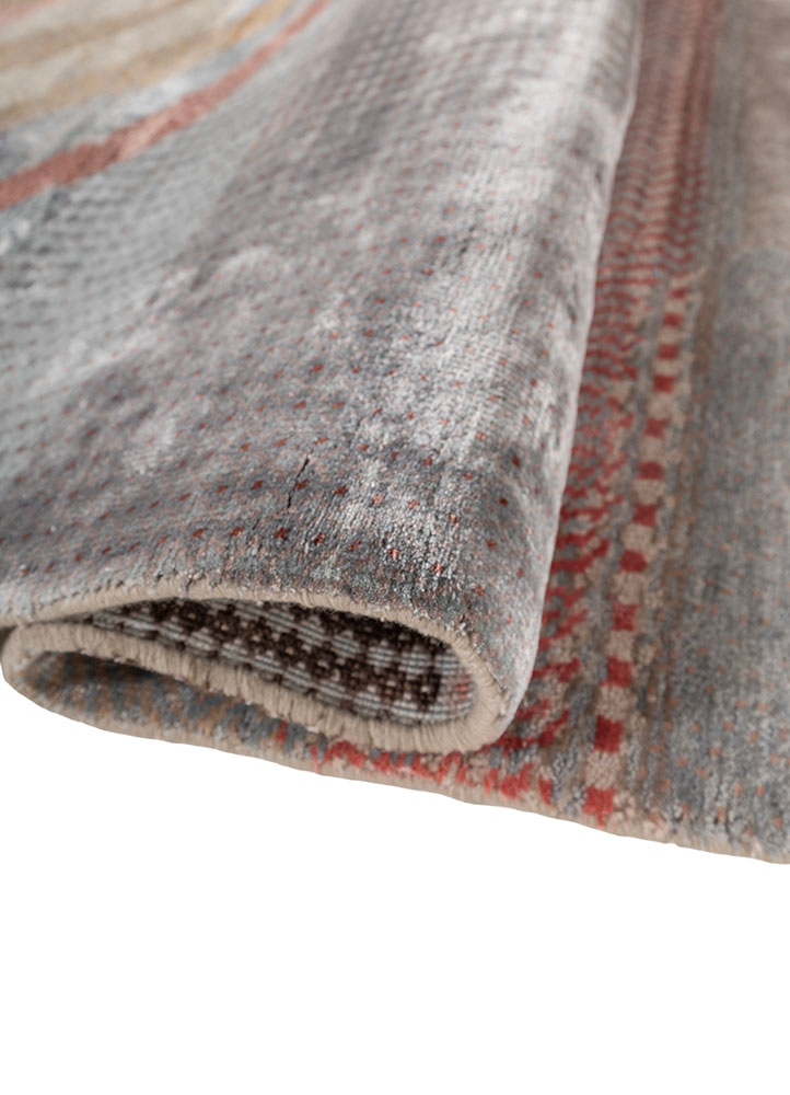 manchaha blue wool and bamboo silk hand knotted Rug - FloorShot