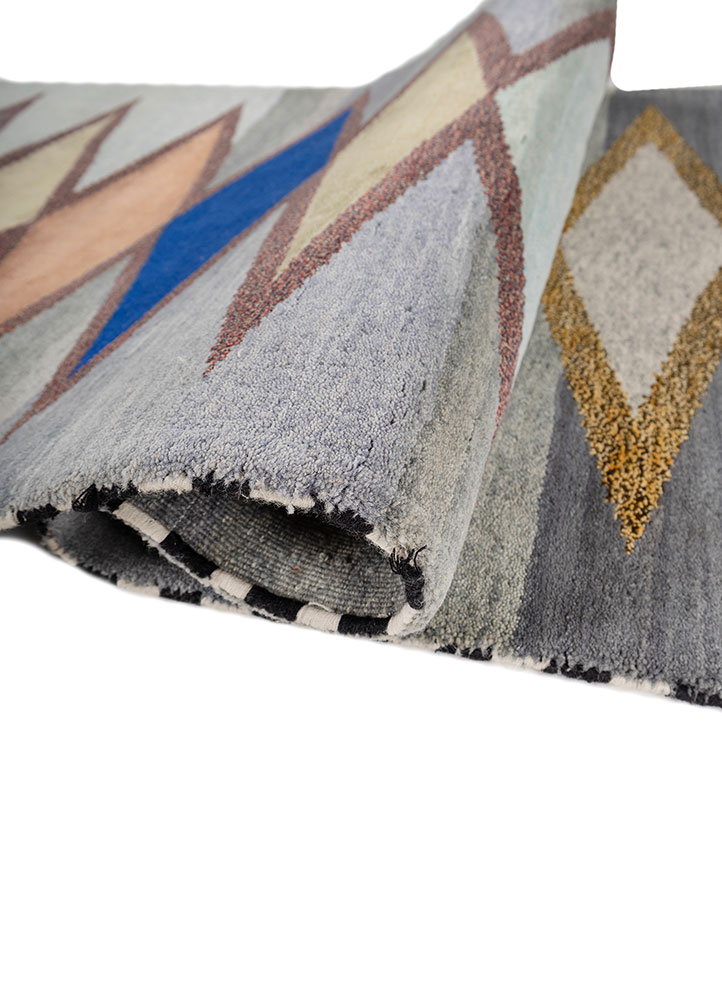 freedom manchaha blue wool and bamboo silk hand knotted Rug - FloorShot