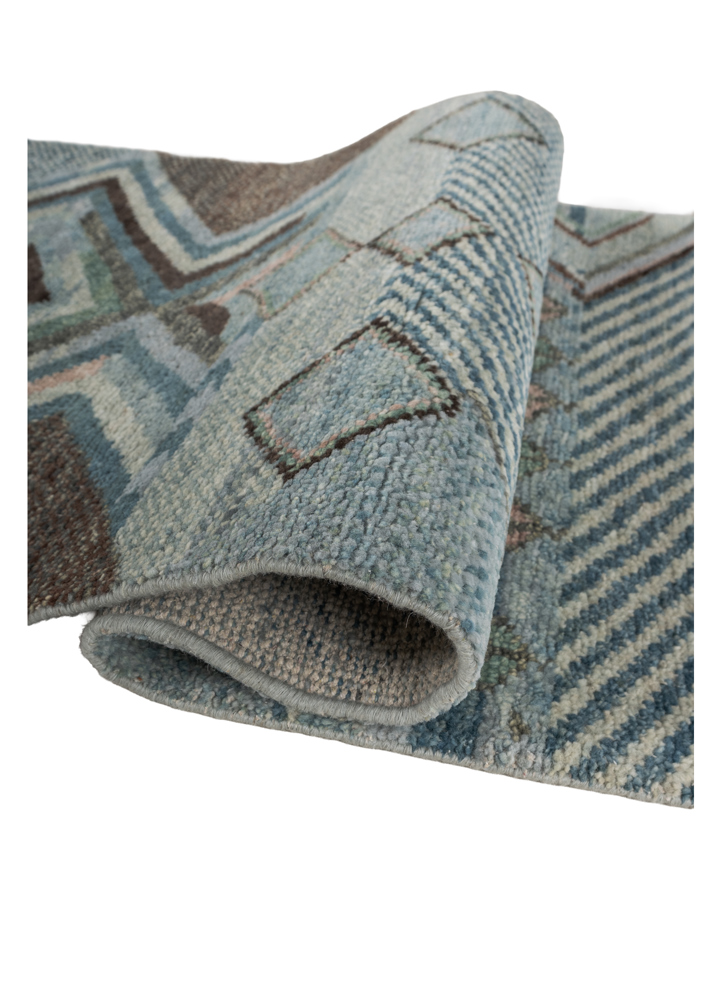 manchaha blue wool hand knotted Rug - FloorShot
