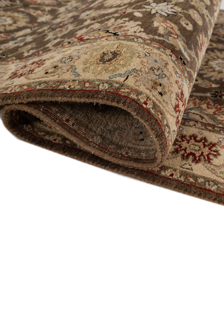 gulnar beige and brown wool hand knotted Rug - FloorShot