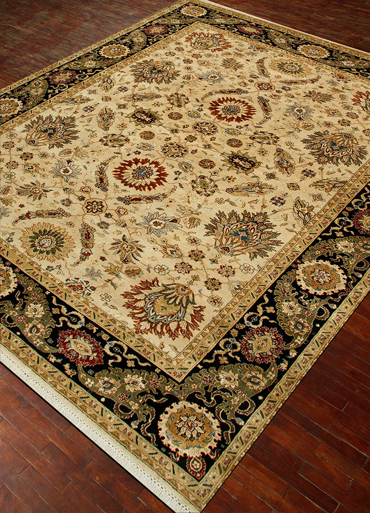 gulnar gold wool hand knotted Rug - FloorShot