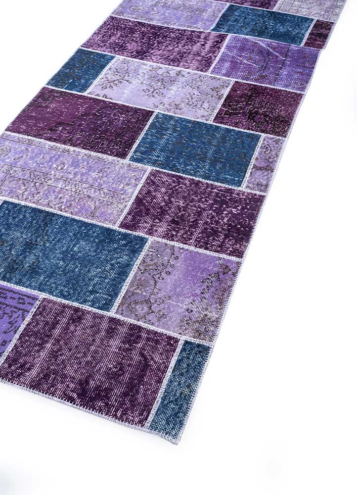 provenance pink and purple wool hand knotted Rug - FloorShot