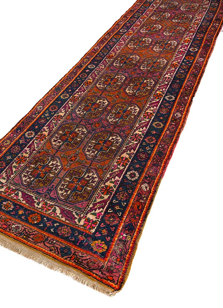 kiaan red and orange wool hand knotted Rug - FloorShot