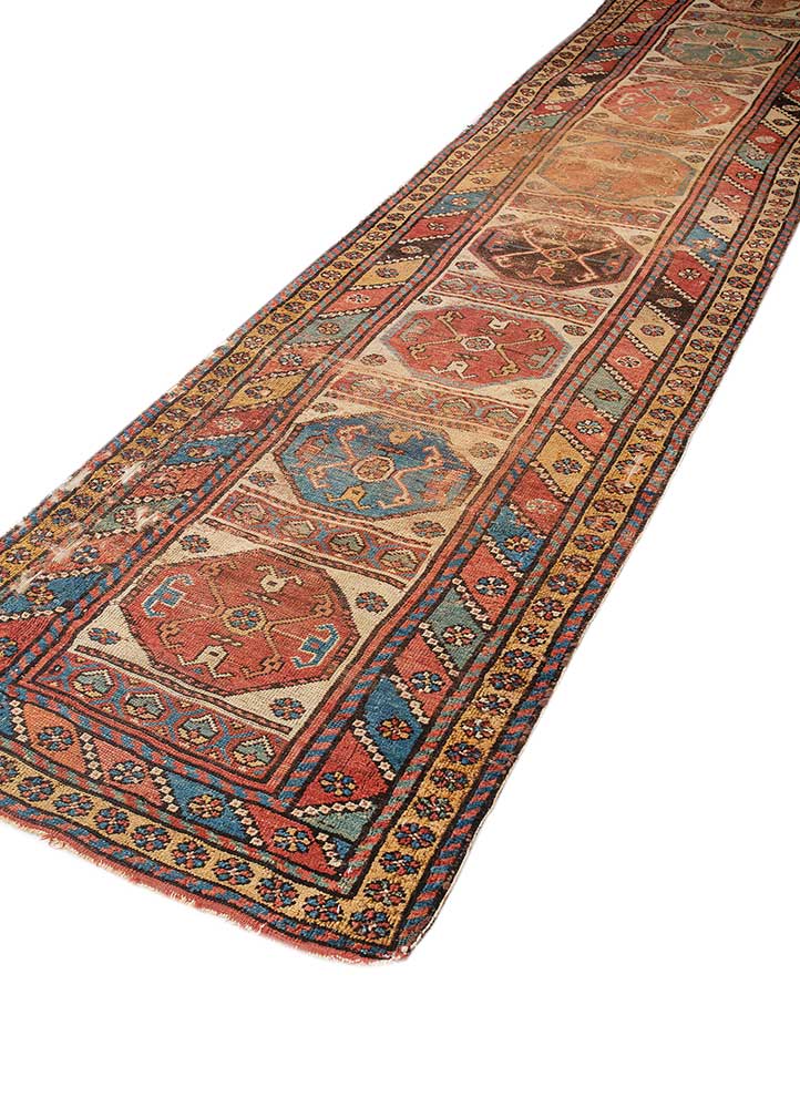 kiaan red and orange wool hand knotted Rug - FloorShot