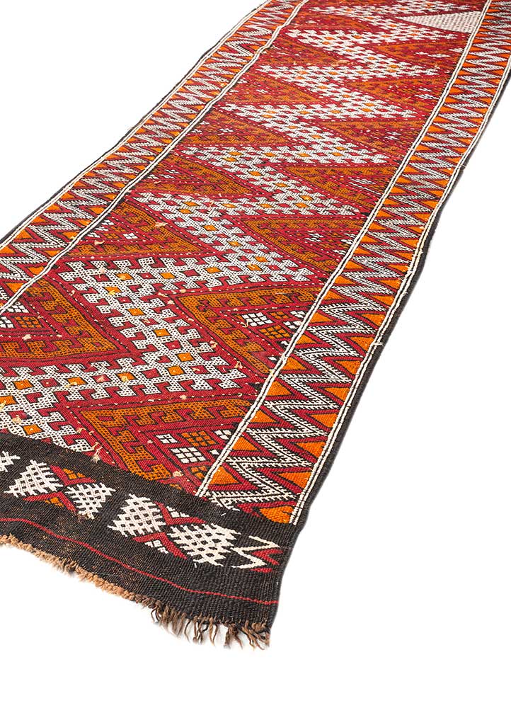 kiaan red and orange wool hand knotted Rug - FloorShot
