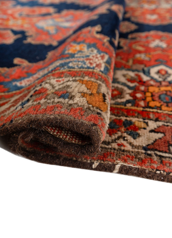 aalam blue wool hand knotted Rug - FloorShot