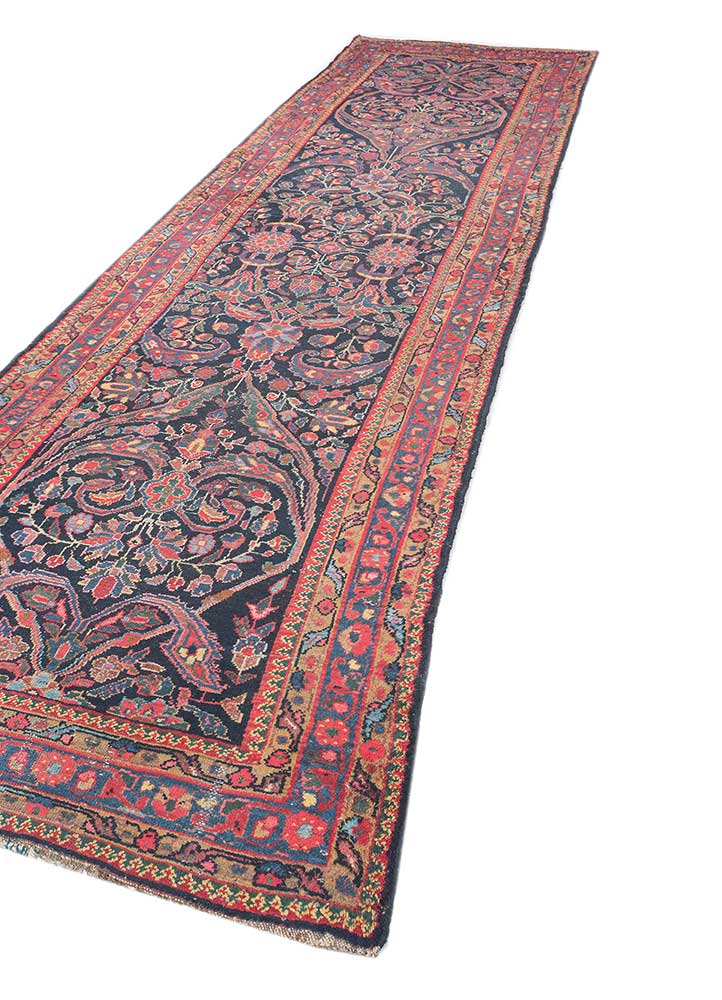 aalam blue wool hand knotted Rug - FloorShot