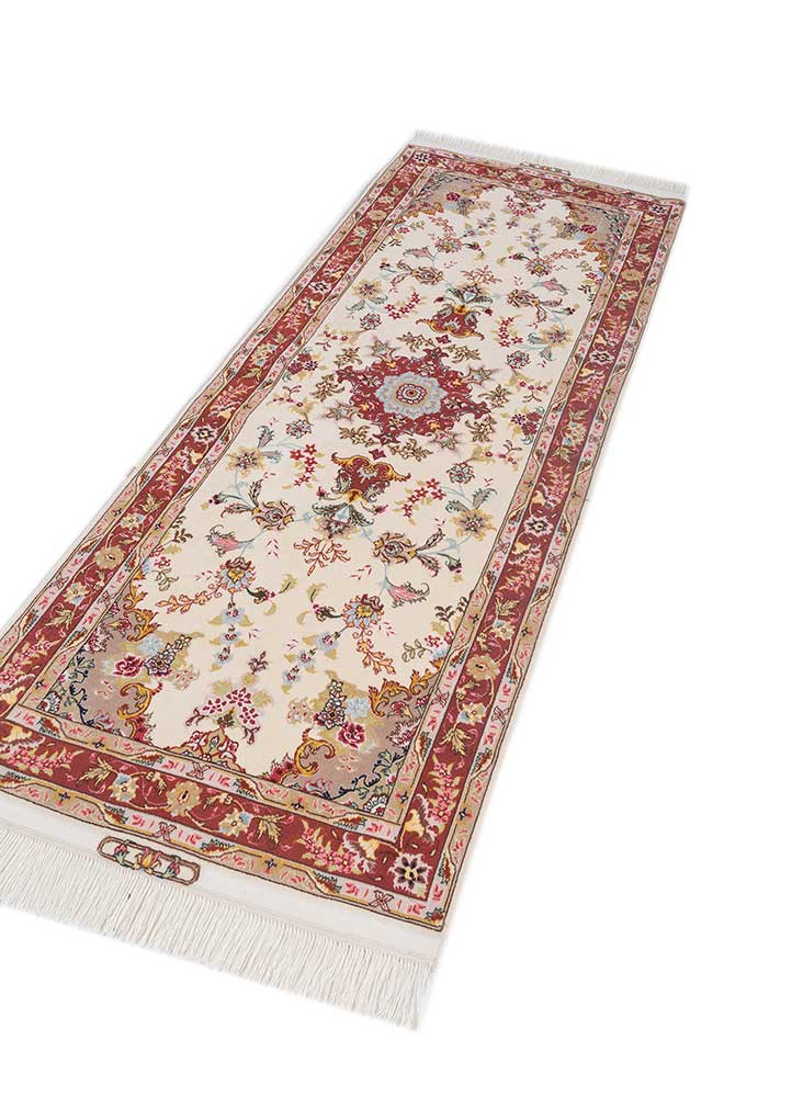 aurora ivory wool and silk hand knotted Rug - FloorShot