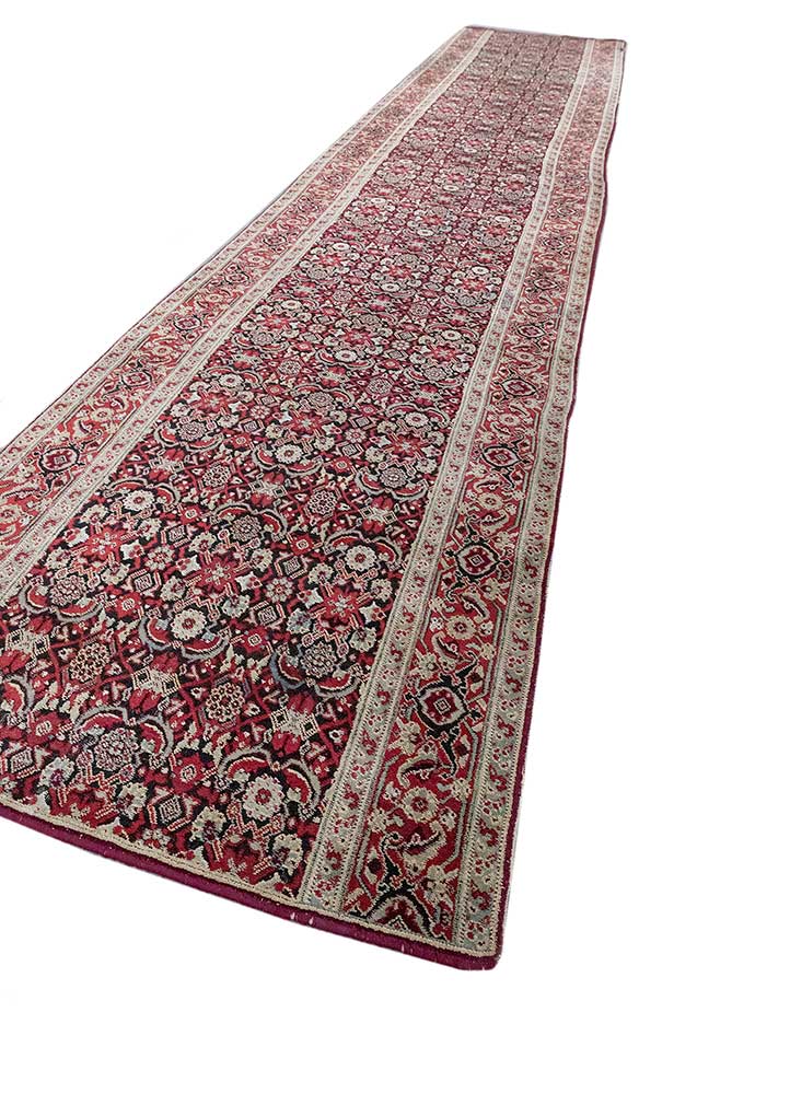 aalam red and orange wool hand knotted Rug - FloorShot