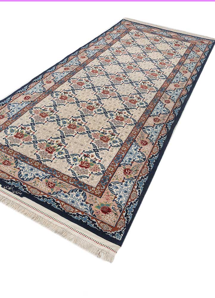 aalam blue wool hand knotted Rug - FloorShot