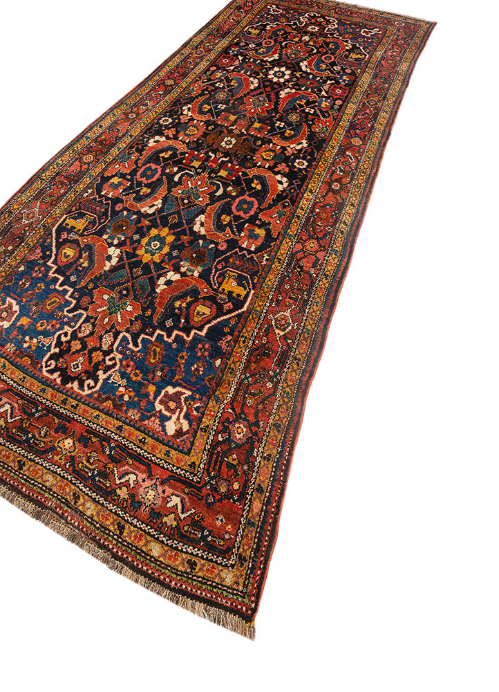 aalam blue wool hand knotted Rug - FloorShot
