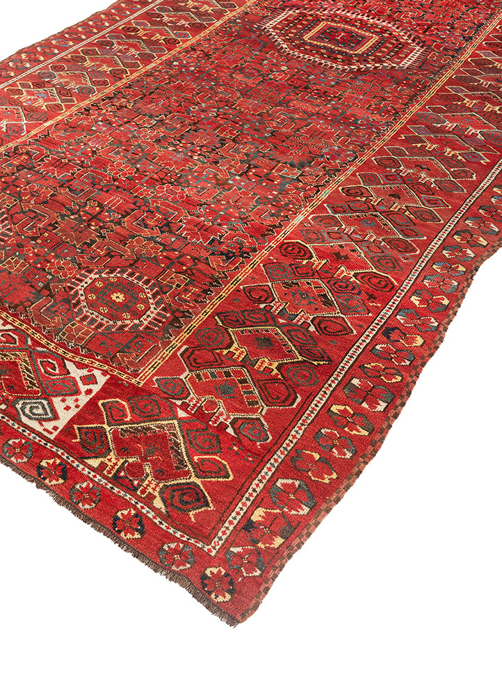 nuray pink and purple wool hand knotted Rug - FloorShot