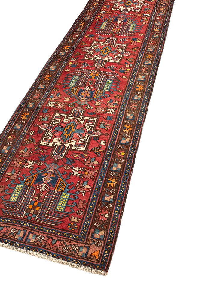 nuray red and orange wool hand knotted Rug - FloorShot
