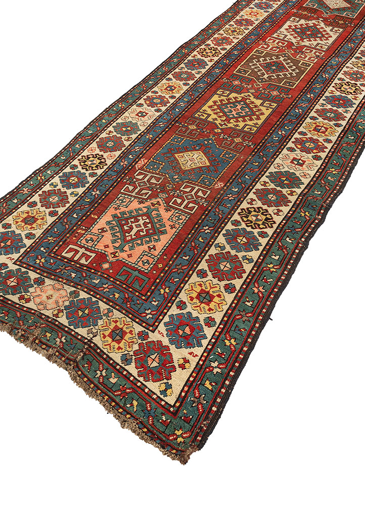 kiaan red and orange wool hand knotted Rug - FloorShot