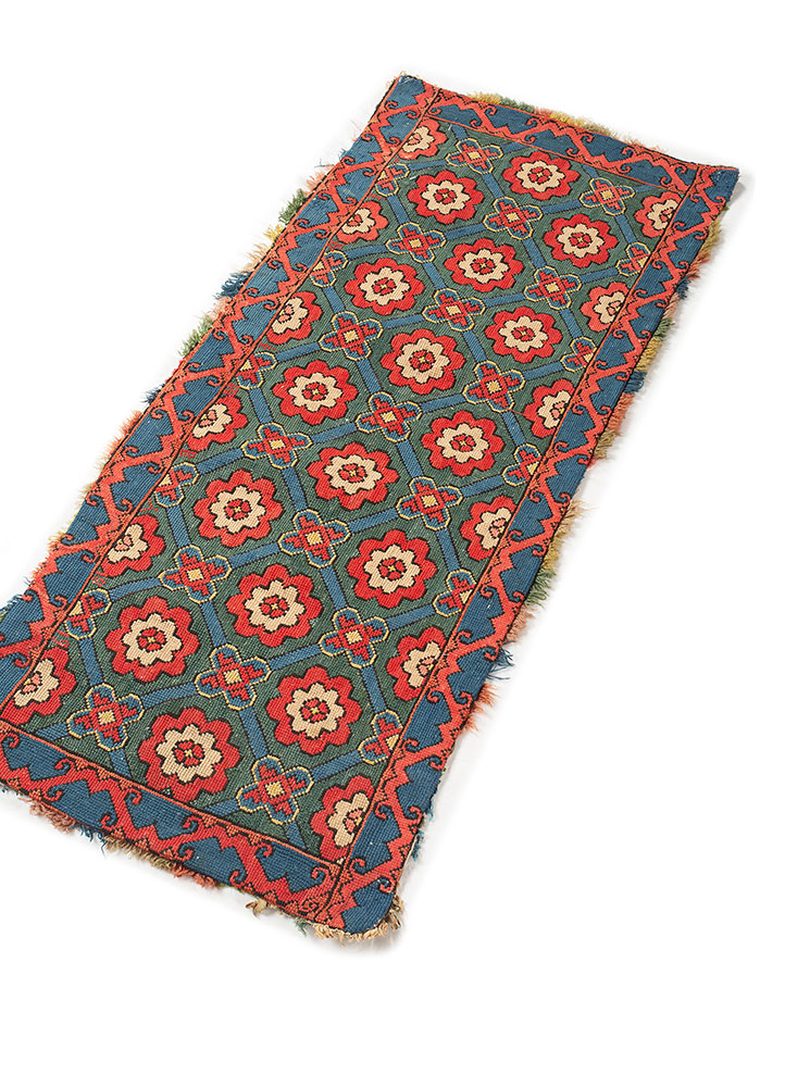 aalam green wool hand knotted Rug - FloorShot