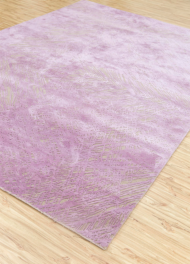 free verse by kavi pink and purple wool and silk hand knotted Rug - FloorShot