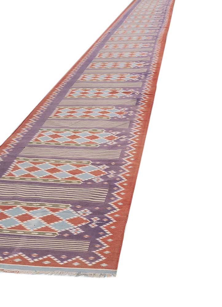 aalam red and orange wool flat weaves Rug - FloorShot